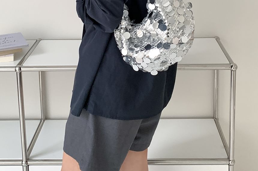 Chain Strap Sequin Hobo Bag