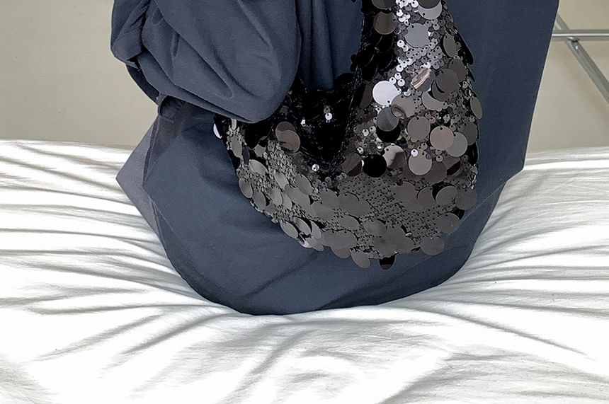 Chain Strap Sequin Hobo Bag