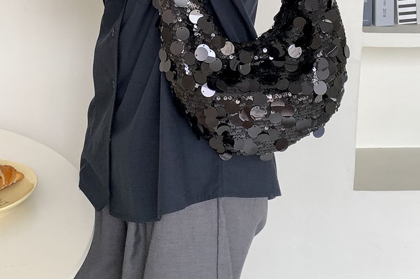 Chain Strap Sequin Hobo Bag