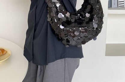 Chain Strap Sequin Hobo Bag