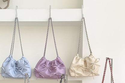 Bag Shoulder Bow Chain Faux Leather Strap