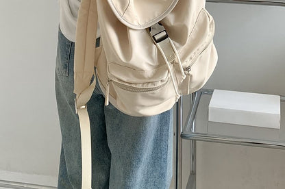 Backpack Plain Buckled Nylon