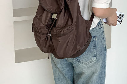 Backpack Plain Buckled Nylon