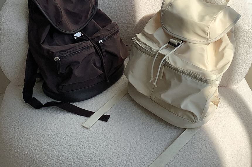 Backpack Plain Buckled Nylon