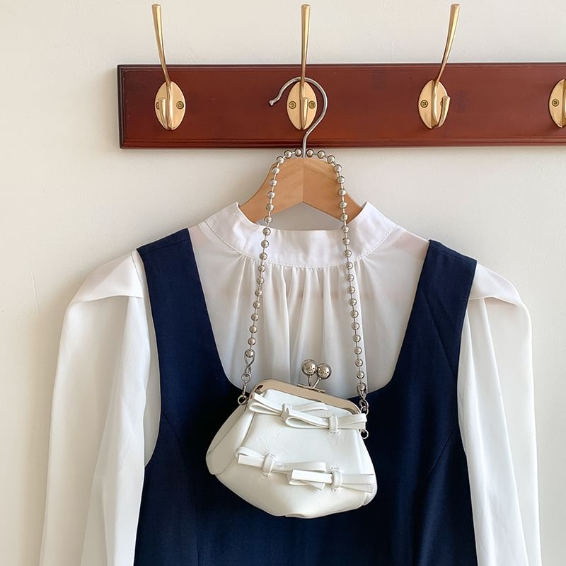 Leather Bow Faux Bag Crossbody