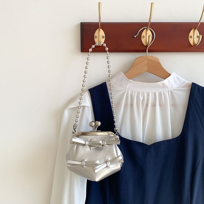 Leather Bow Faux Bag Crossbody