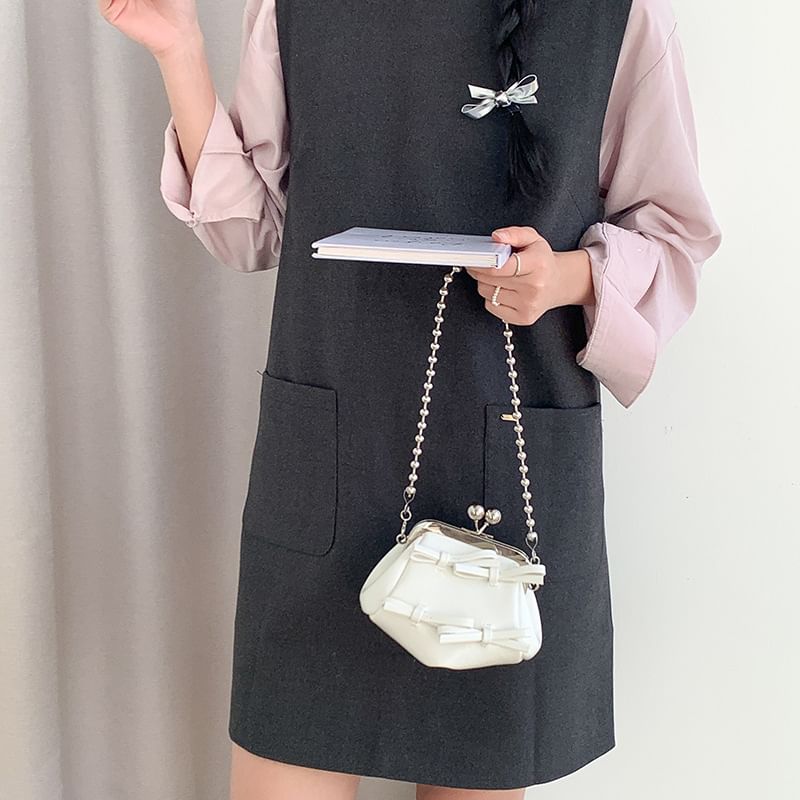 Leather Bow Faux Bag Crossbody