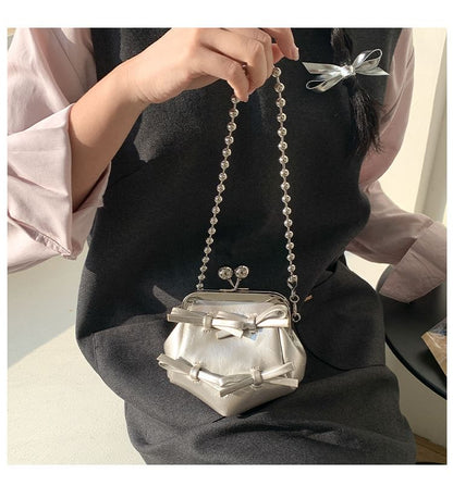 Leather Bow Faux Bag Crossbody