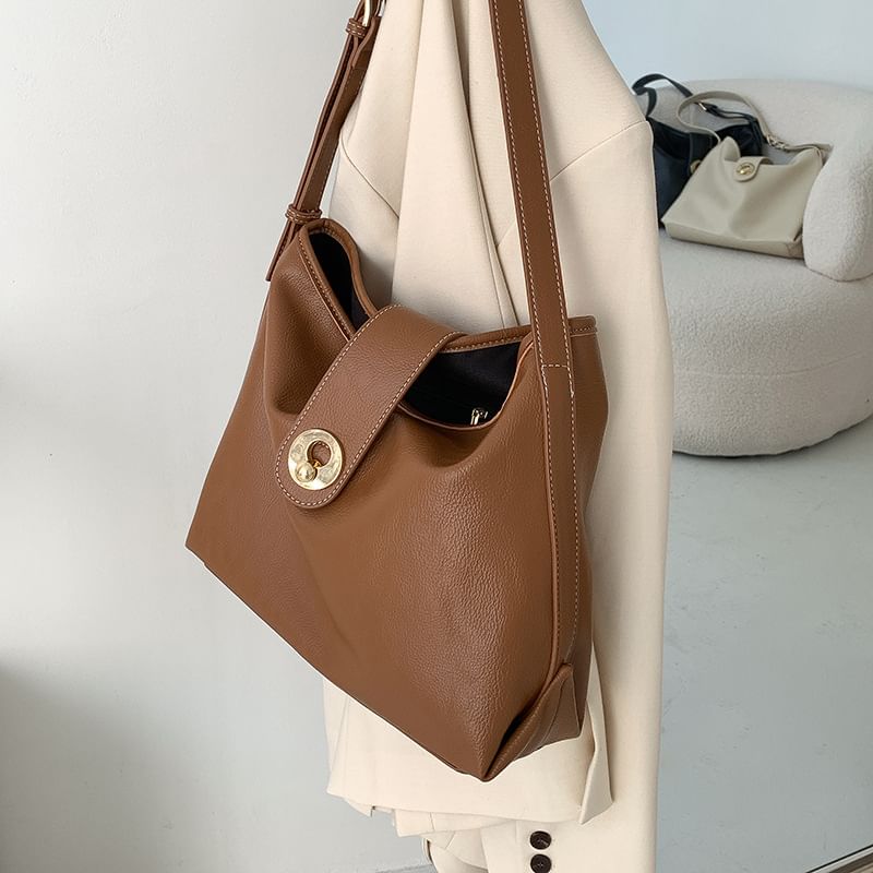 Faux Bag Leather Plain Tote