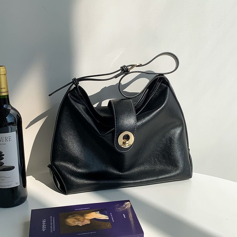 Faux Bag Leather Plain Tote