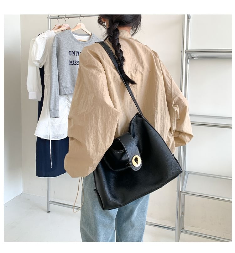 Faux Bag Leather Plain Tote