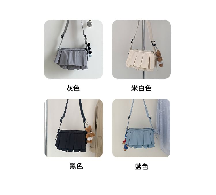 Ruffle Crossbody Plain Nylon Bag