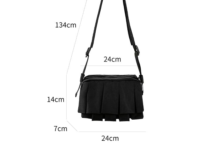 Ruffle Crossbody Plain Nylon Bag