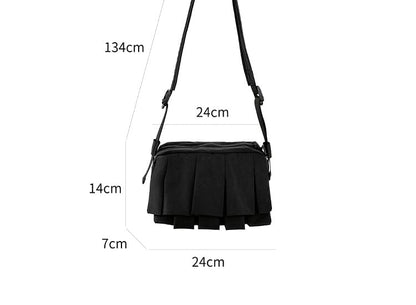 Ruffle Crossbody Plain Nylon Bag
