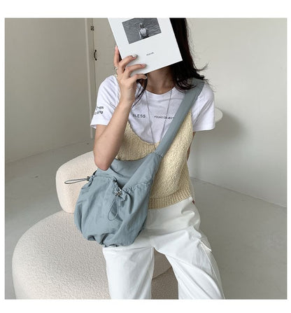 Bag Drawstring Crossbody Nylon Plain