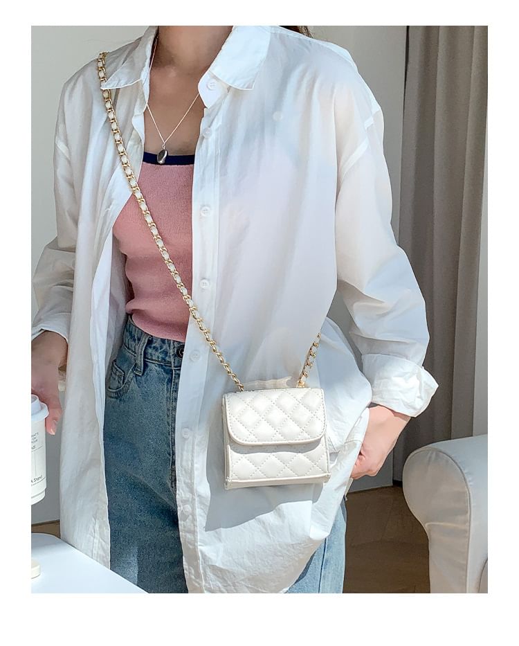 Crossbody Strap Bag Flap Quilted Chain