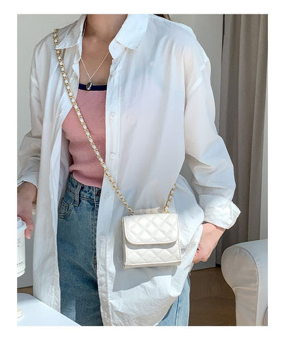 Crossbody Strap Bag Flap Quilted Chain