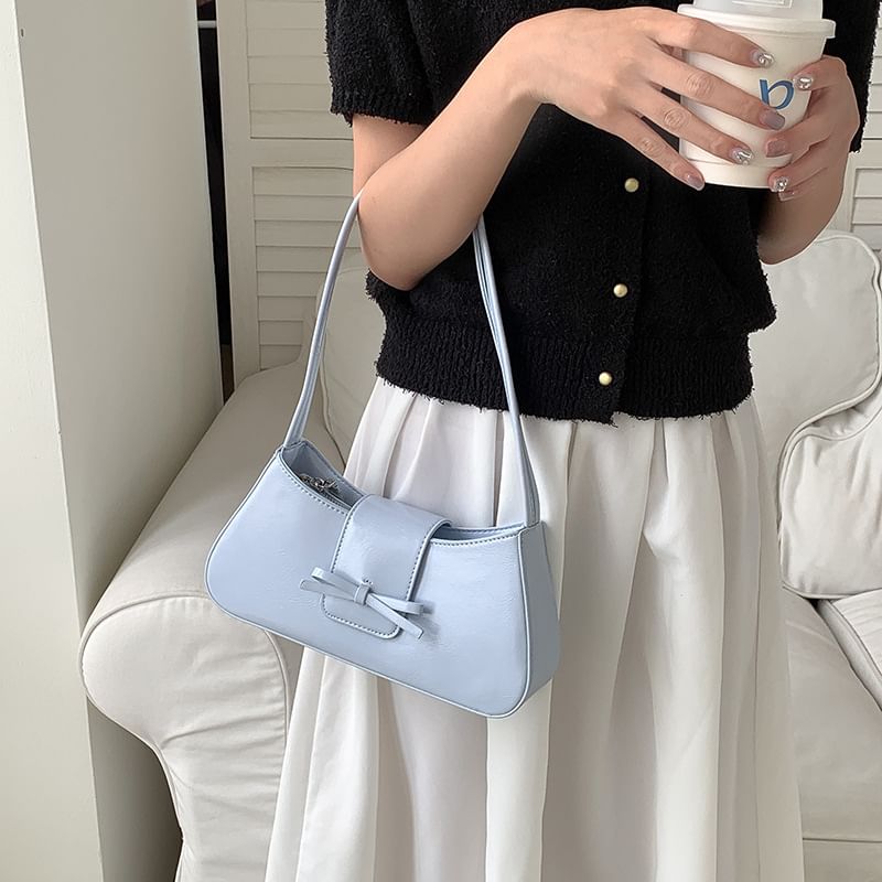Leather Faux Shoulder Bow Bag