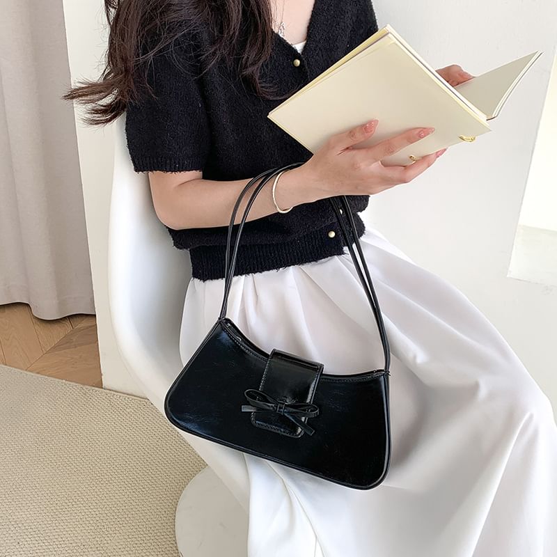 Leather Faux Shoulder Bow Bag