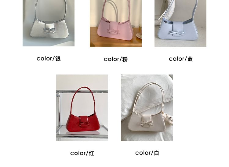 Leather Faux Shoulder Bow Bag