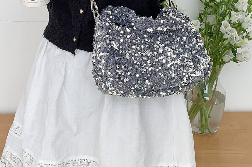 Sequin Top Bag Handle Crossbody