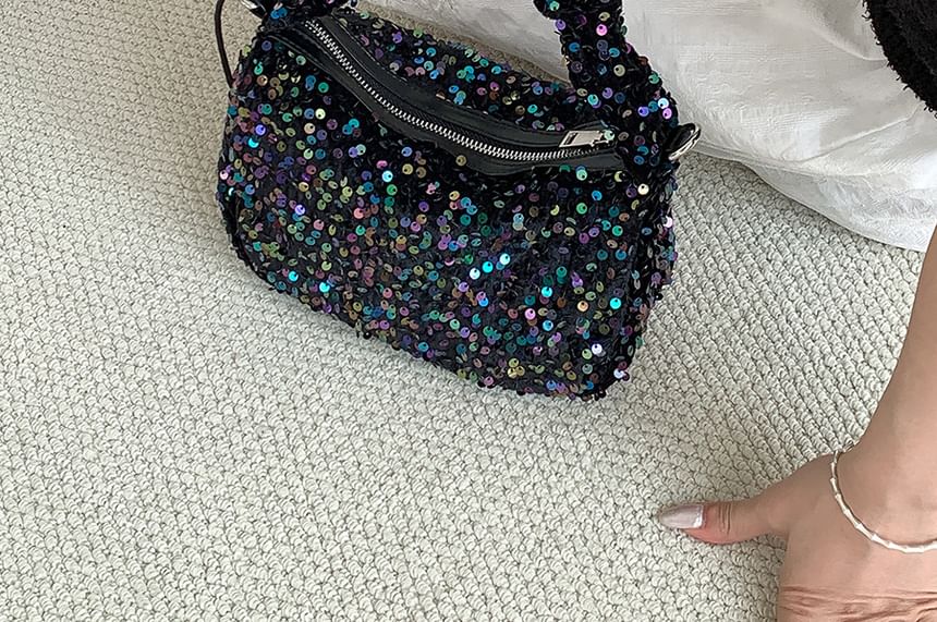 Sequin Top Bag Handle Crossbody
