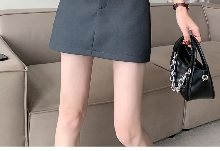 Skirt Plain Belt Waist A-Line High Set: + Mini