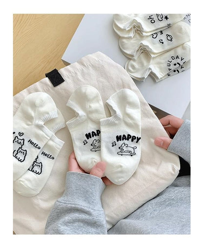 Lettering Low Cut Socks Set