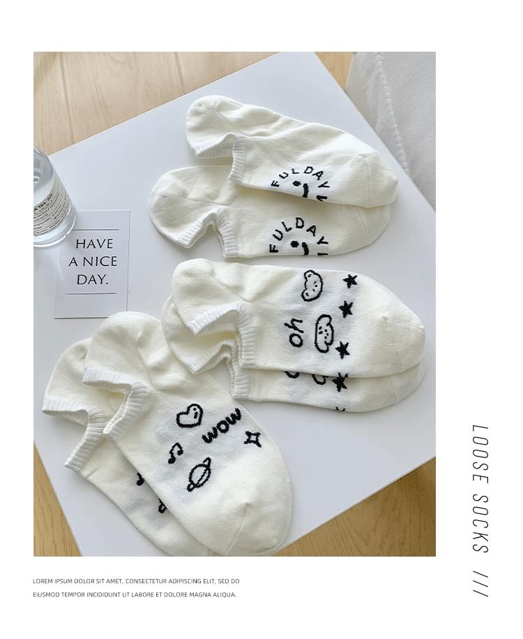 Lettering Low Cut Socks Set