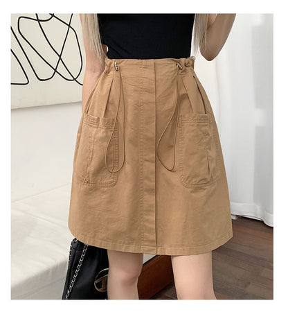 Drawstring Waist Plain A