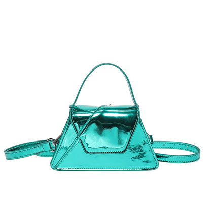 Leather Handle Top Patent Crossbody Bag Flap