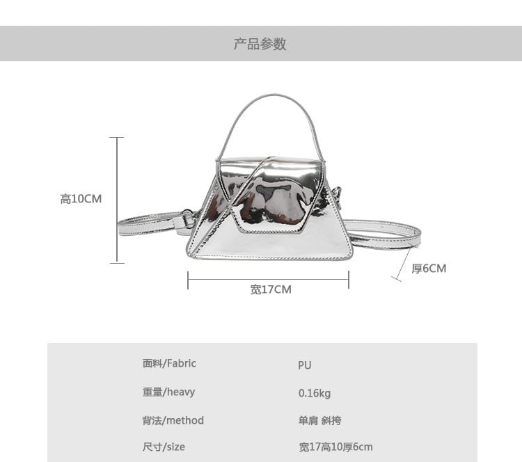 Leather Handle Top Patent Crossbody Bag Flap