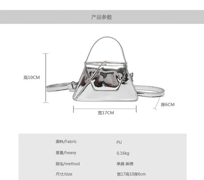 Leather Handle Top Patent Crossbody Bag Flap