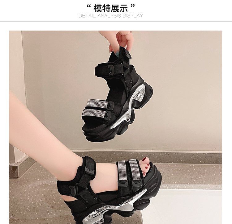 Platform Wedge Rhinestone Sandals