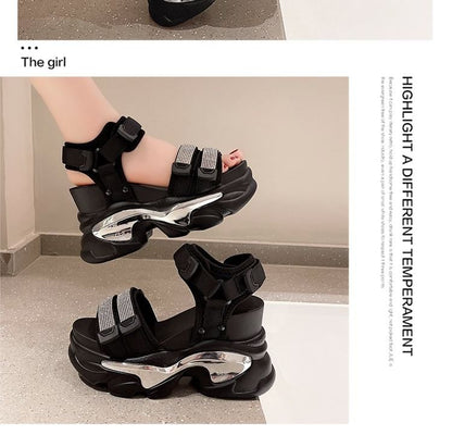 Platform Wedge Rhinestone Sandals