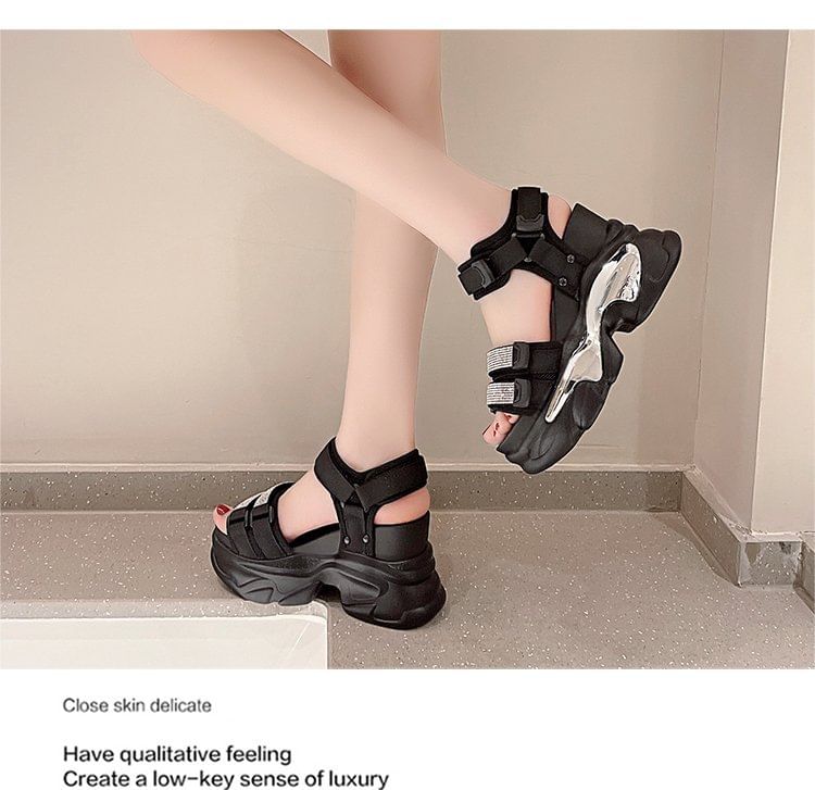 Platform Wedge Rhinestone Sandals
