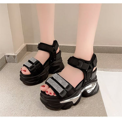 Platform Wedge Rhinestone Sandals