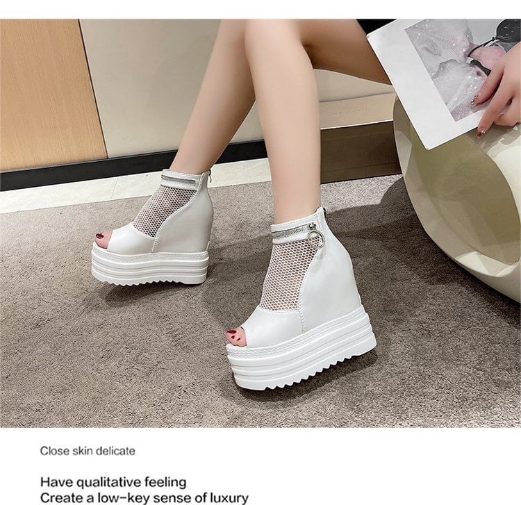 Hidden Platform Wedge Sandals Mesh