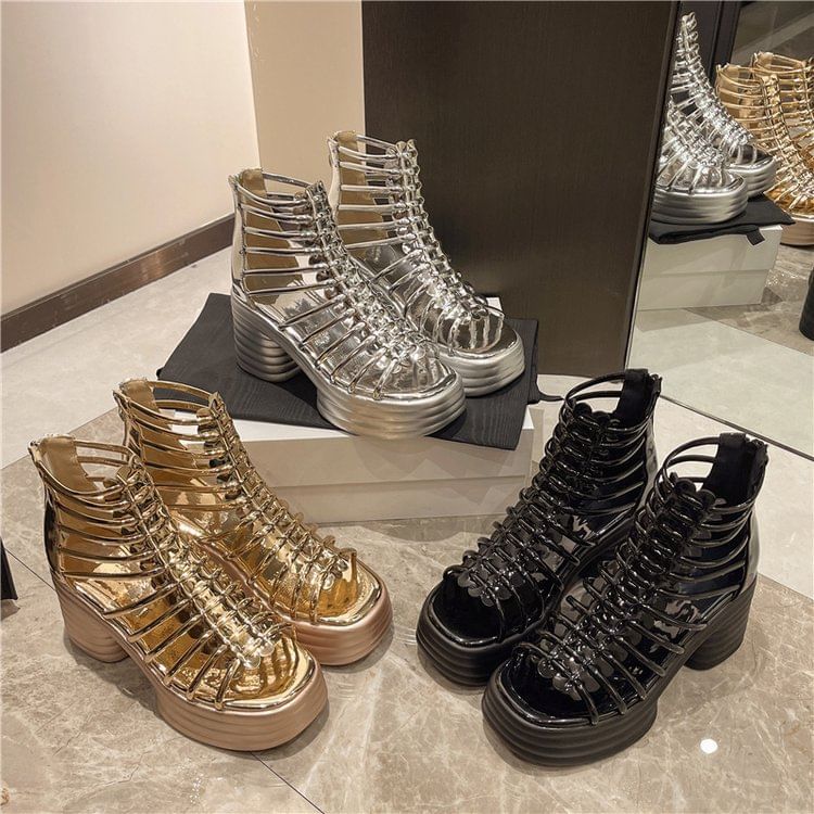 Sandals Block Plain Heel Platform