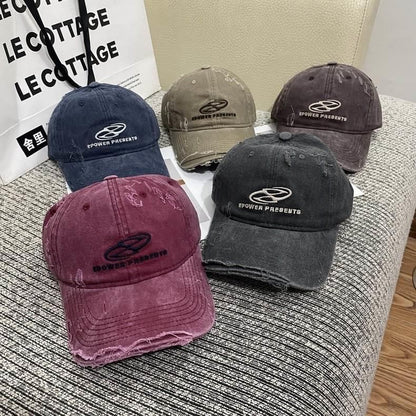 Distressed Baseball Cap Embroidered