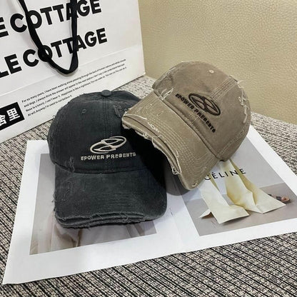 Distressed Baseball Cap Embroidered