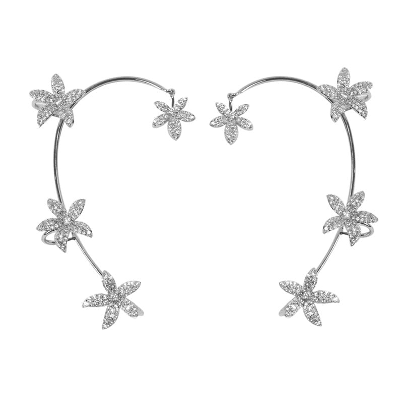 Ear Rhinestone Floral Cuff