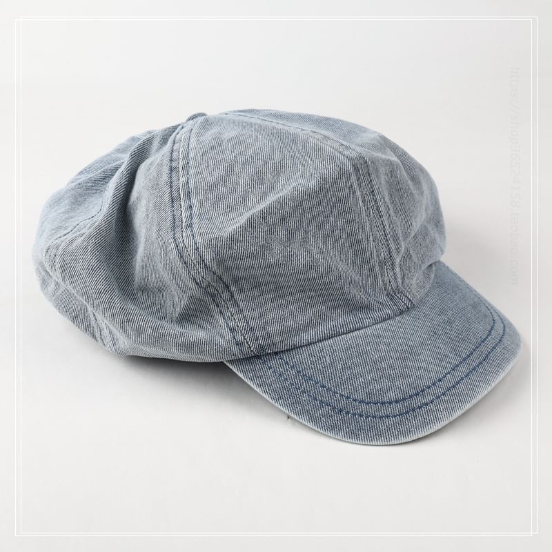 Denim Newsboy Ribbon Cap