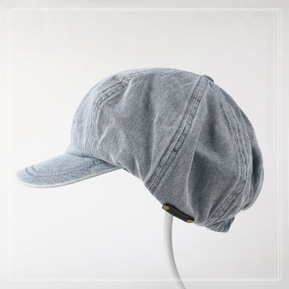 Denim Newsboy Ribbon Cap