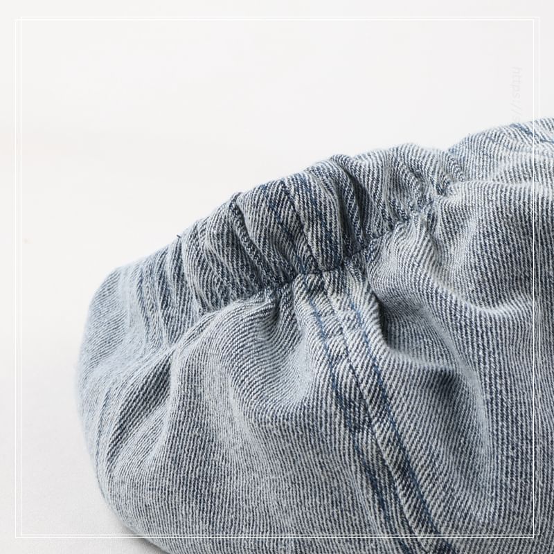 Denim Newsboy Ribbon Cap