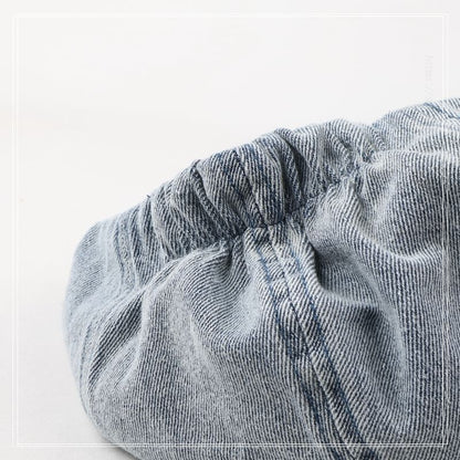 Denim Newsboy Ribbon Cap