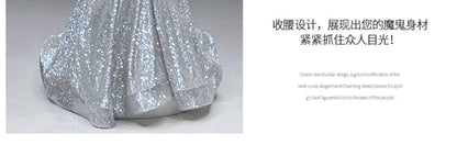 / Sequined Shirred Evening Fluffy Cape A-Line Gown Halter-Neck Set