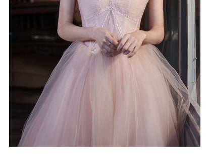 A-Line Strapless Mesh Evening Gown