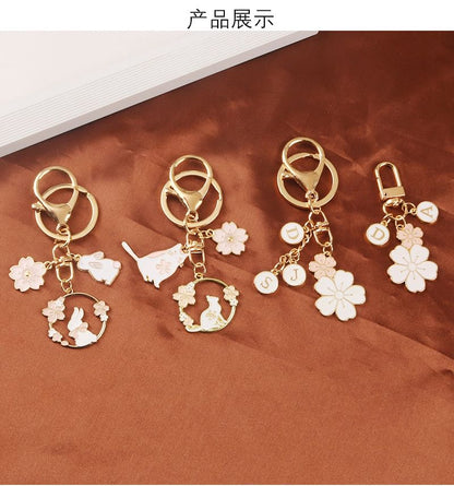 Floral / Rabbit Alloy Keyring (Various Designs)