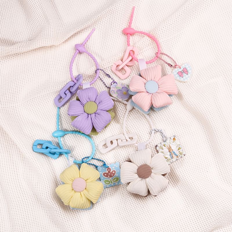 Floral Fabric Bag Charm Keyring (Various Designs)